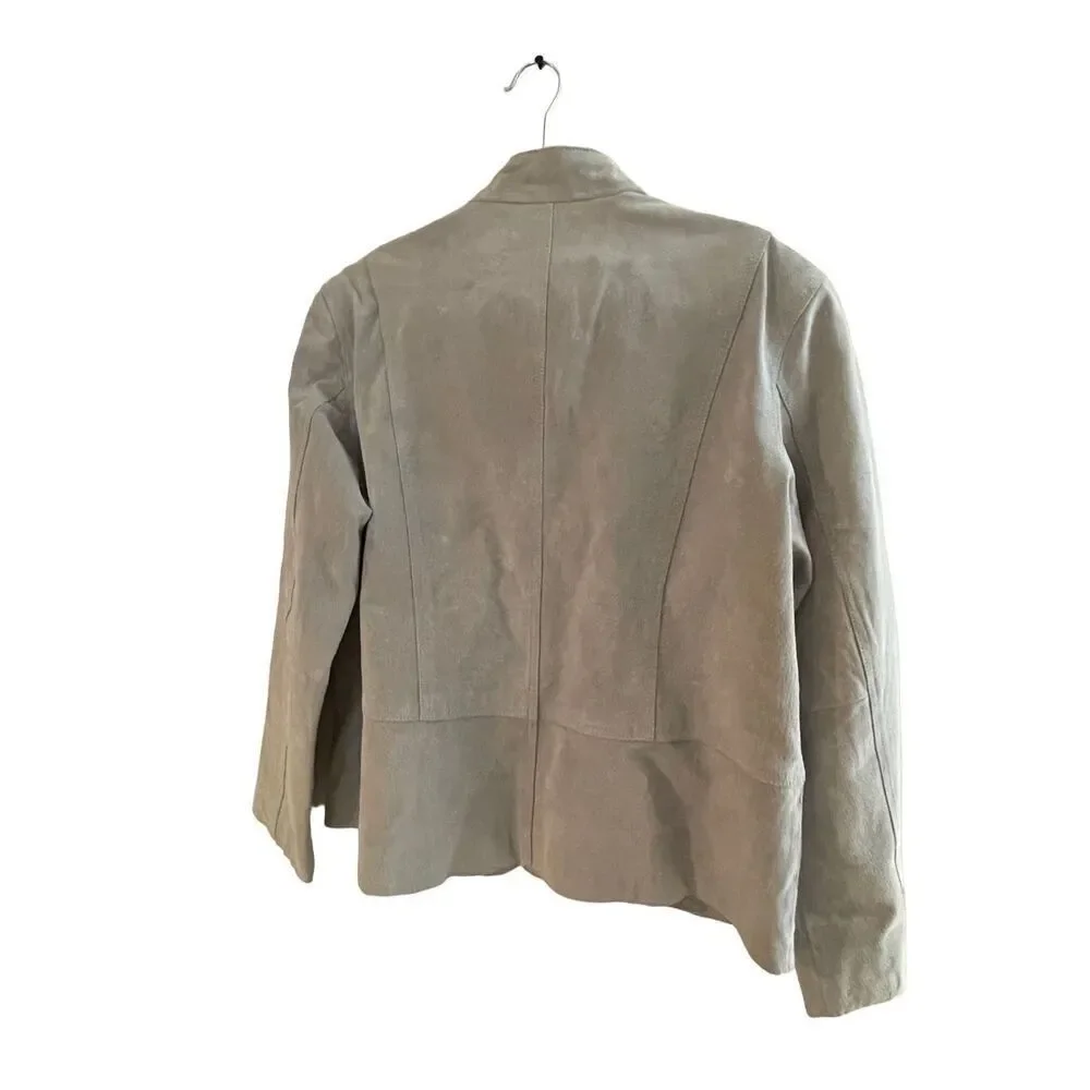Chico's Womens Gray Leather Button Front Blazer Jacket Size 3